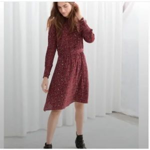 Paris Atelier & Other Stories Red Floral Midi Dress - size 10 Medium